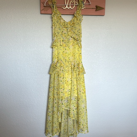 AQUA floral dress size medium chiffon ruffle straps - Picture 6 of 12